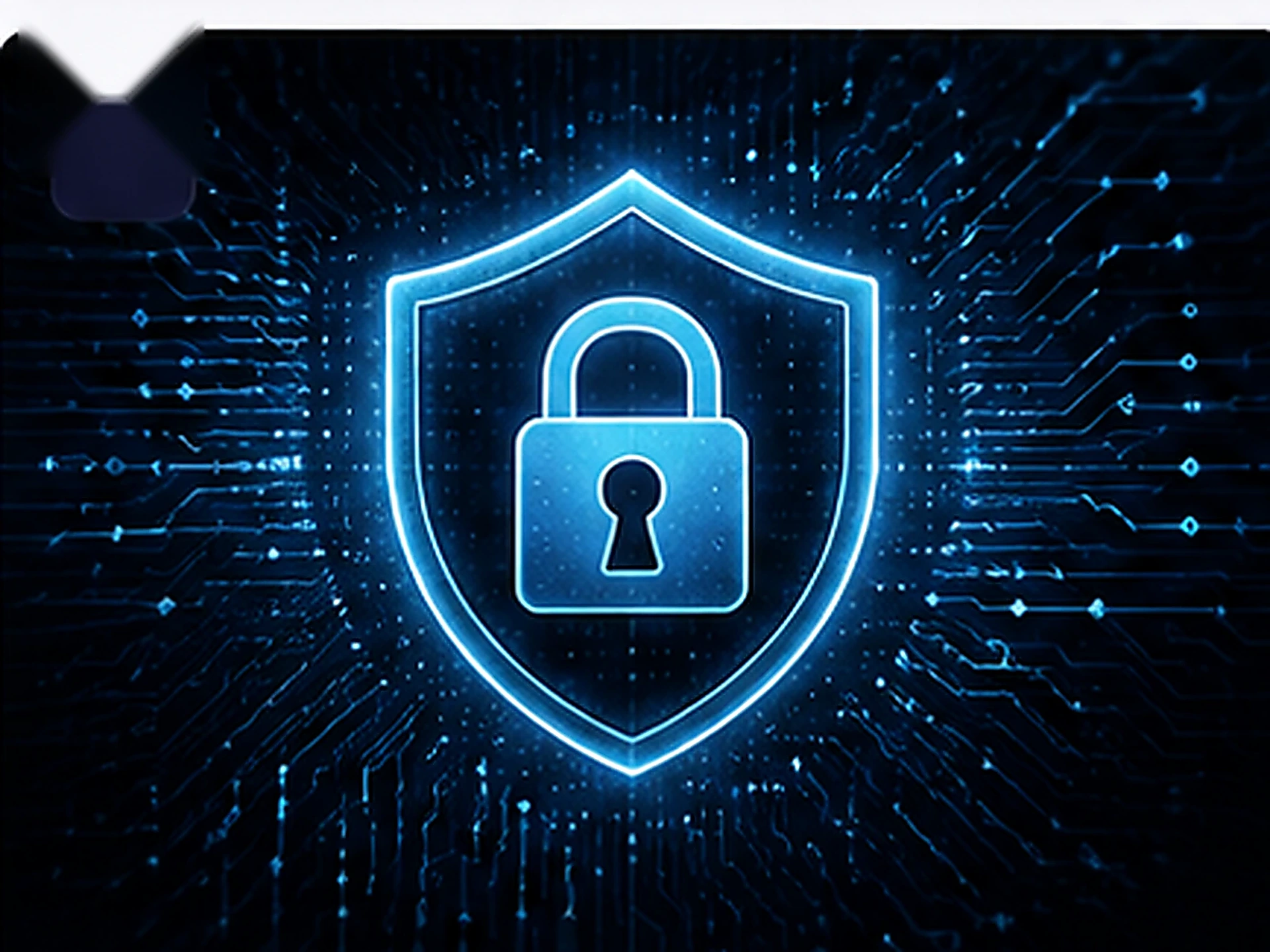 Secure business website concept shown with a digital security shield on a laptop.