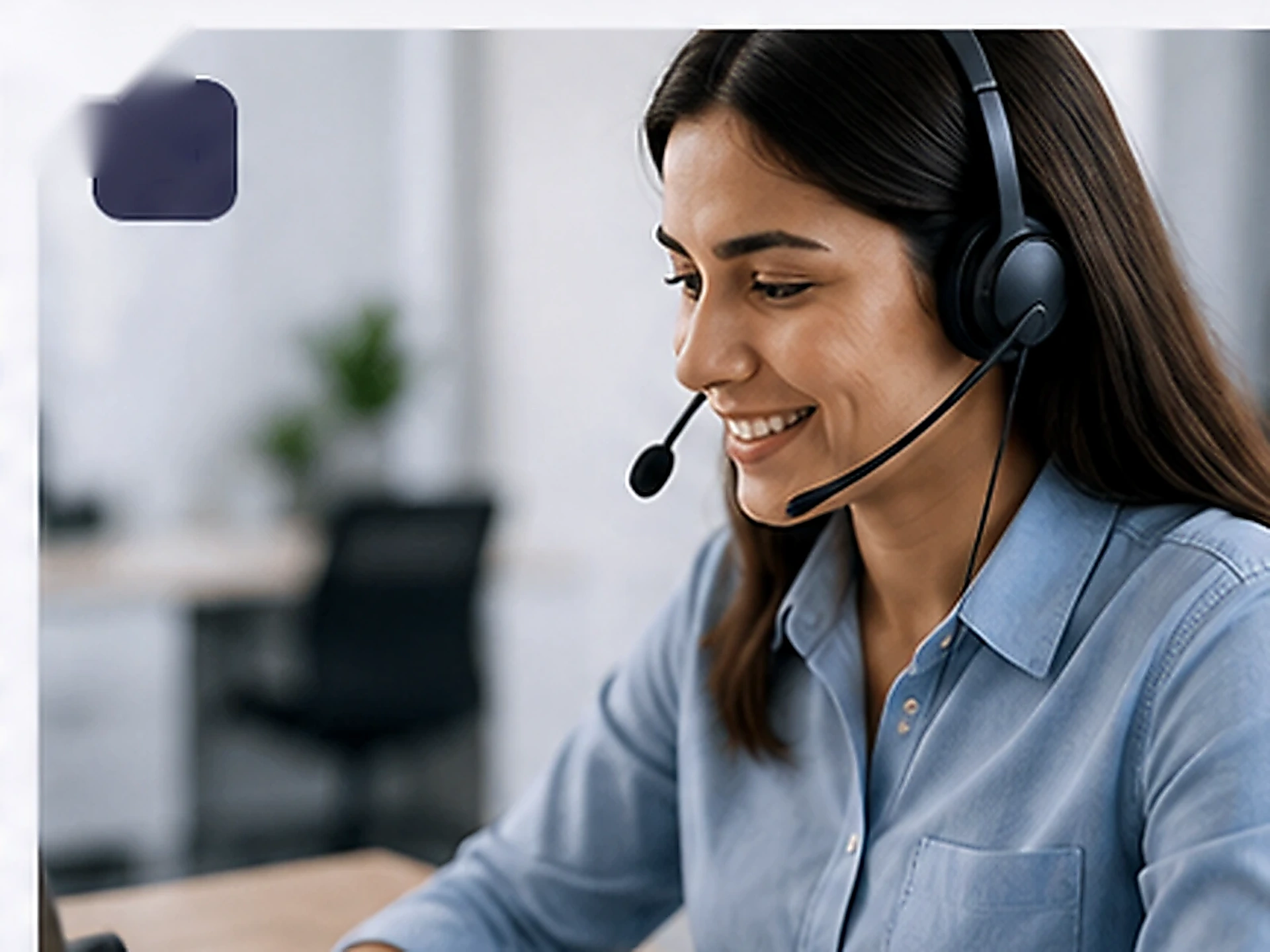 Website support professional assisting customers from a modern workspace.