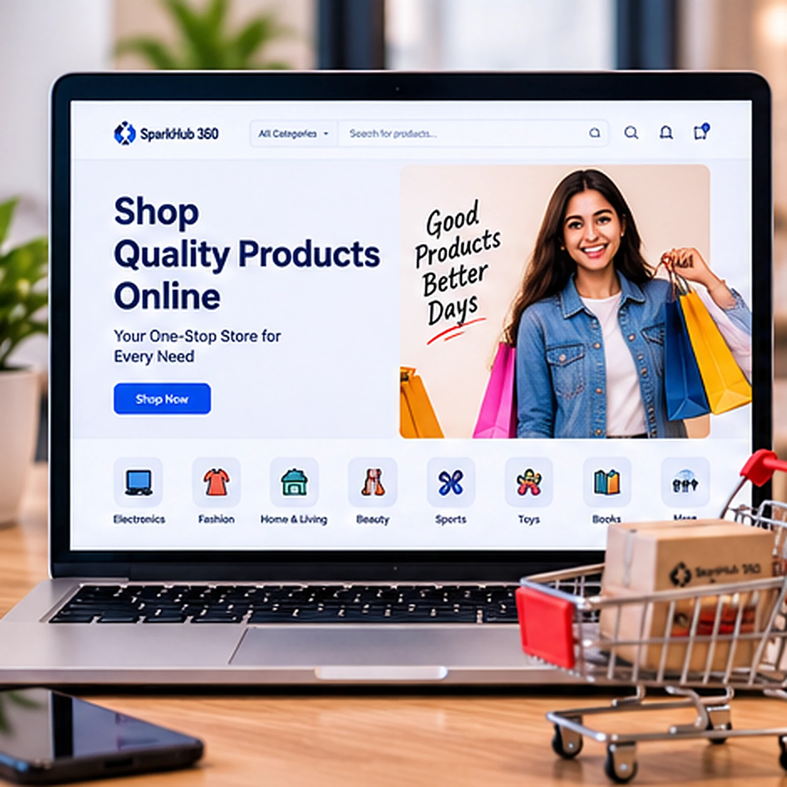 E-commerce development team working on an online store dashboard with products, orders and checkout workflow.