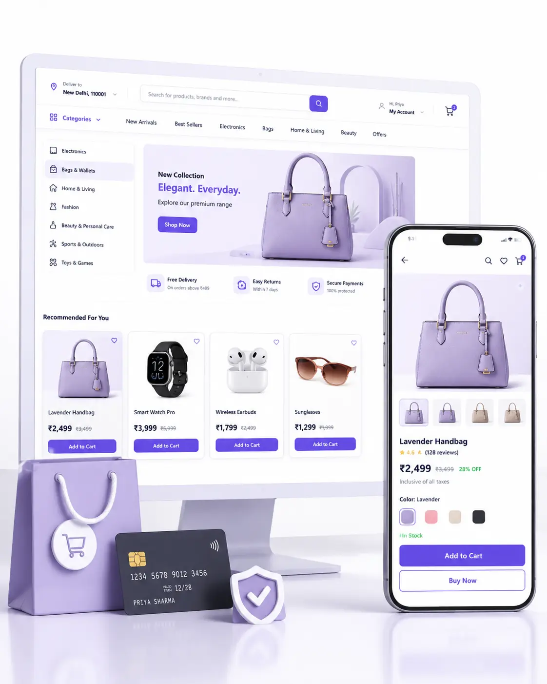 Planning a customer-friendly e-commerce experience with desktop and mobile shopping layouts.