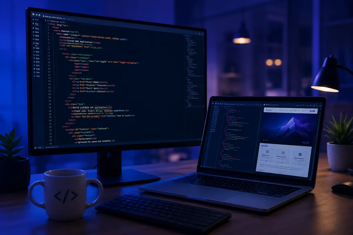 Custom web application and development workspace.