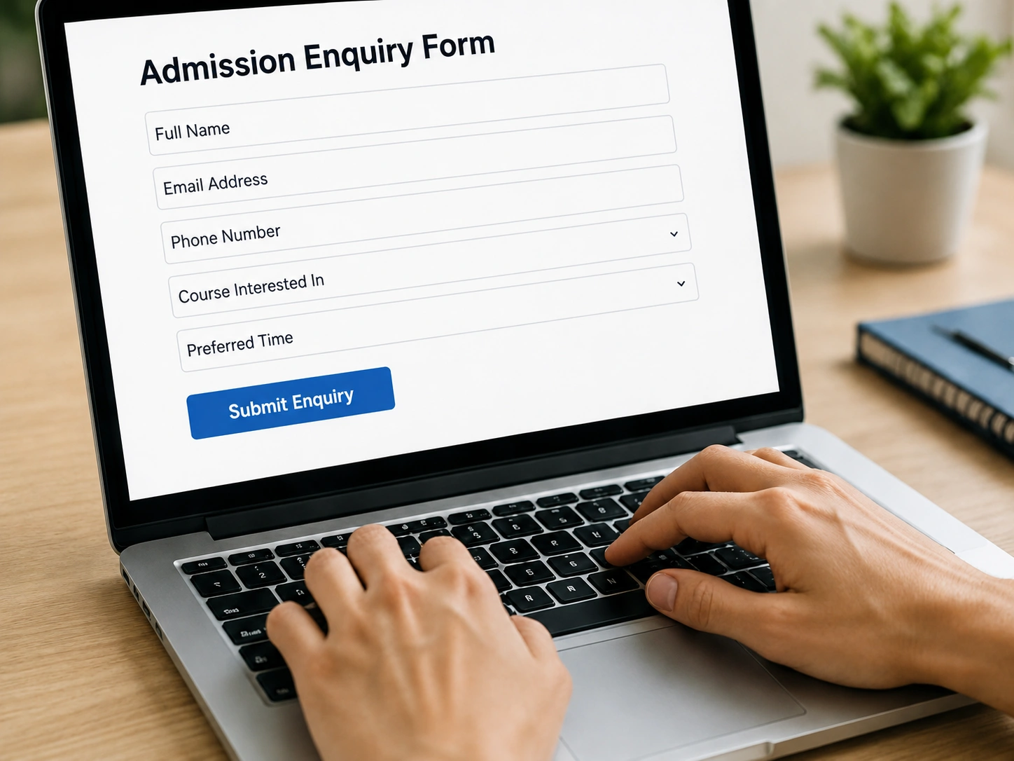 Digital admission form and checklist representing student enquiries.