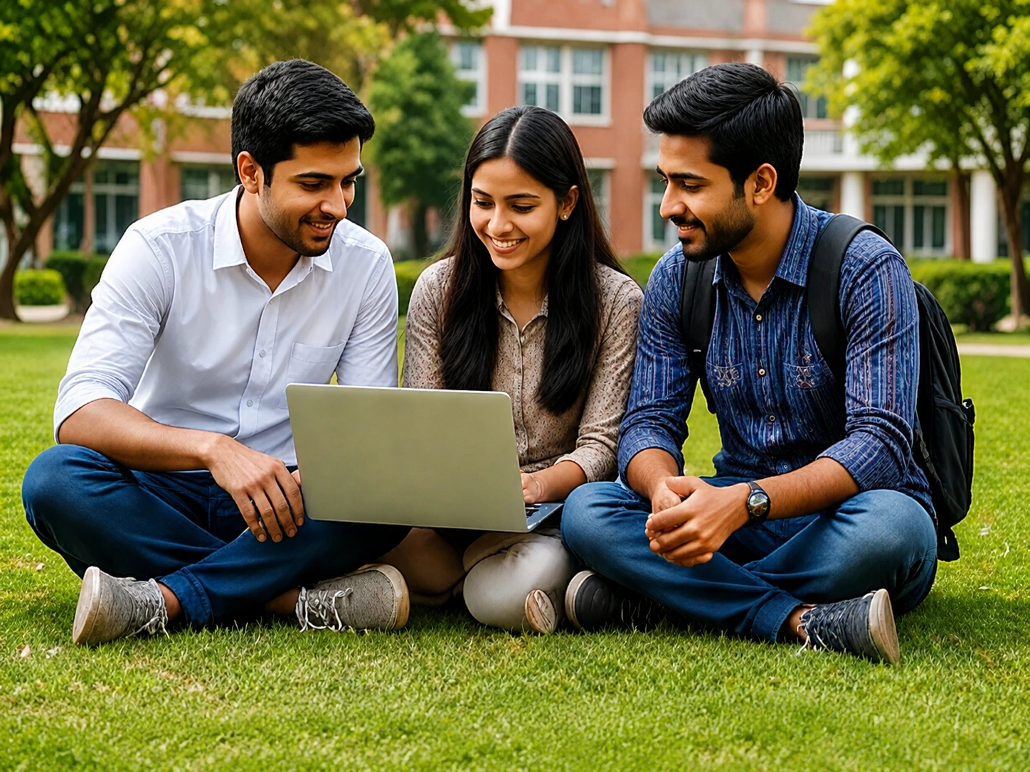 Institute website growth visual with campus, students and responsive digital experience.