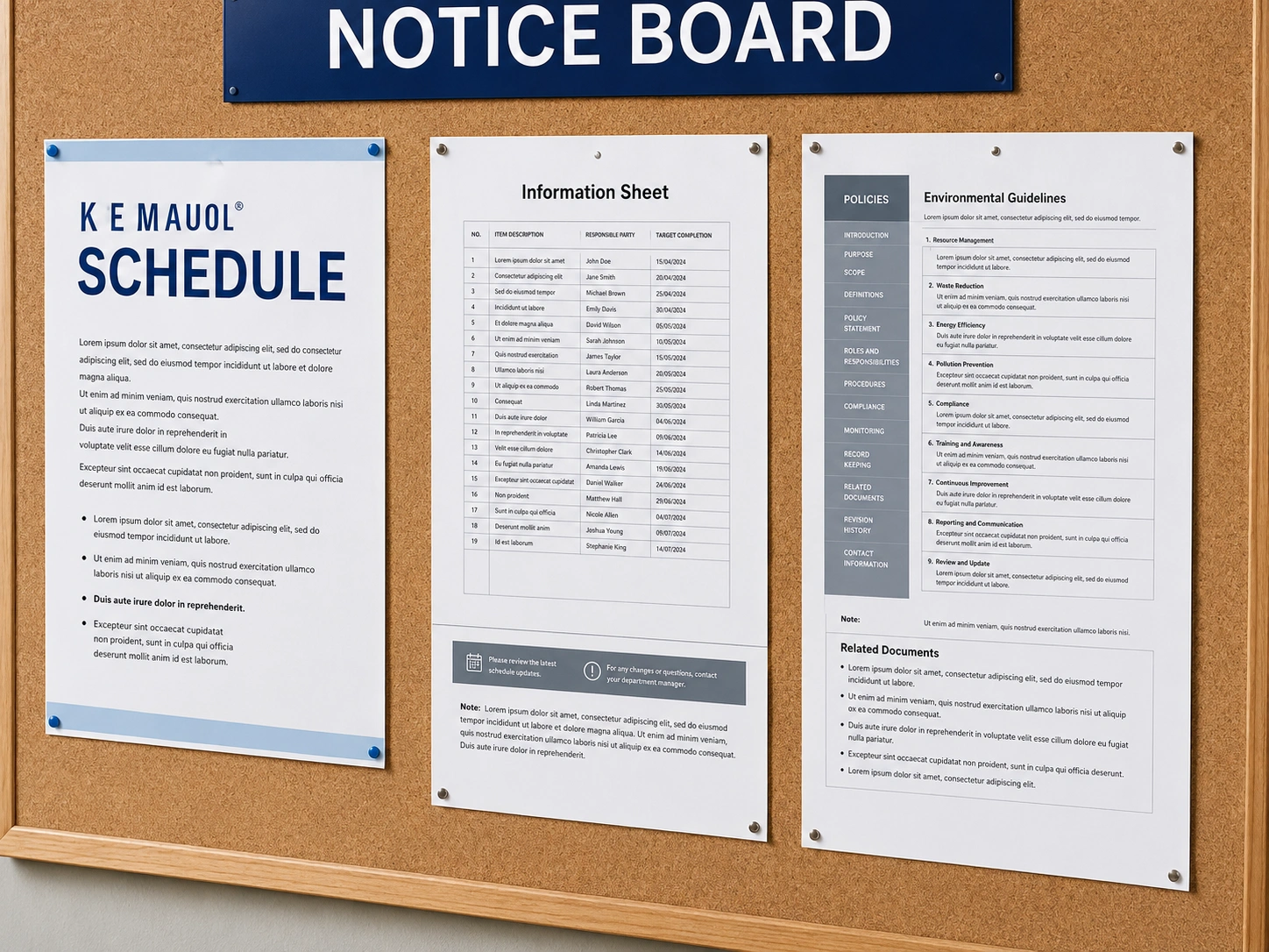Calendar and notice interface representing institute updates and announcements.