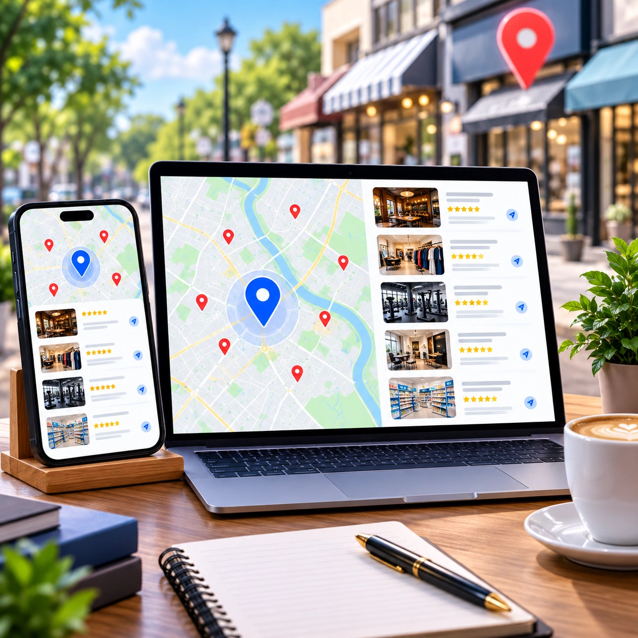 Local business owner and marketing specialist reviewing Google visibility, reviews, calls, WhatsApp and local customer enquiries.