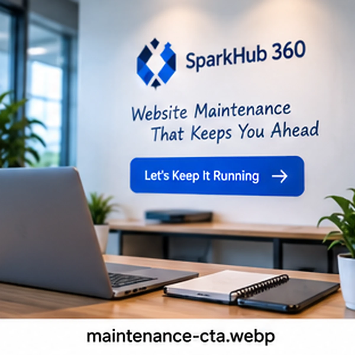 Developer and business owner reviewing a stable updated website after maintenance work.