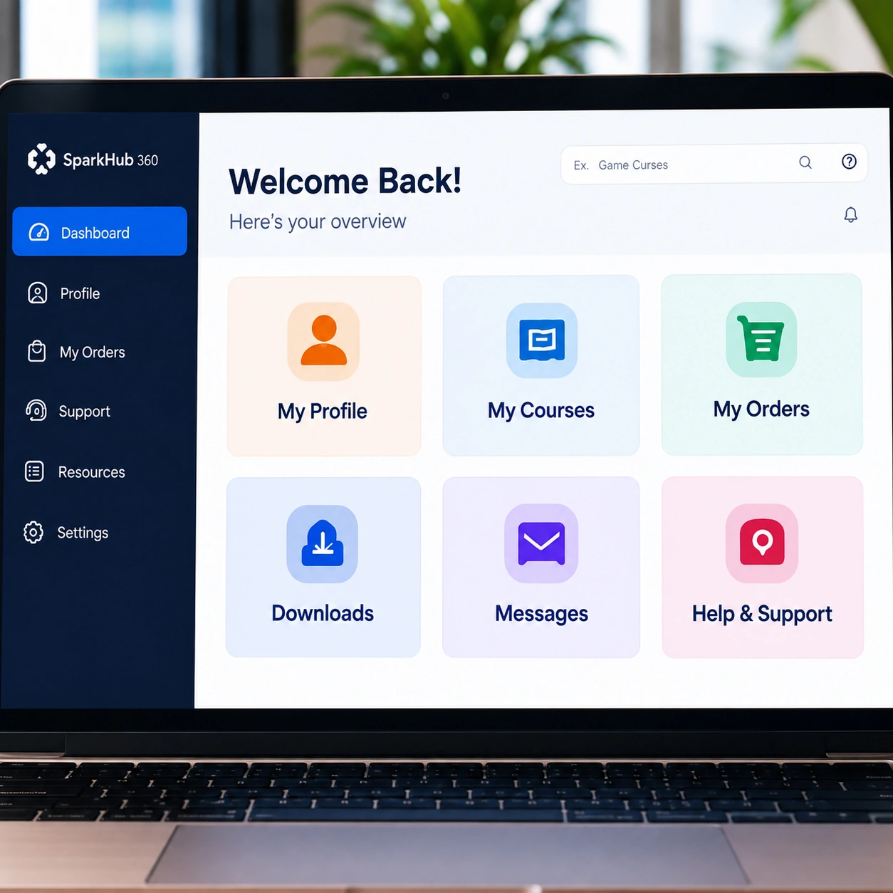 Customer using a business portal to access documents, request status, account details and support information.