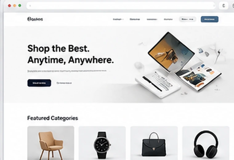 Modern ecommerce website design showing products and shopping experience.