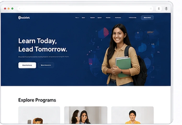 Education and training institute website design preview.